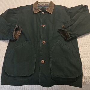 Men's Dark Green Field Jacket with Corduroy Collar